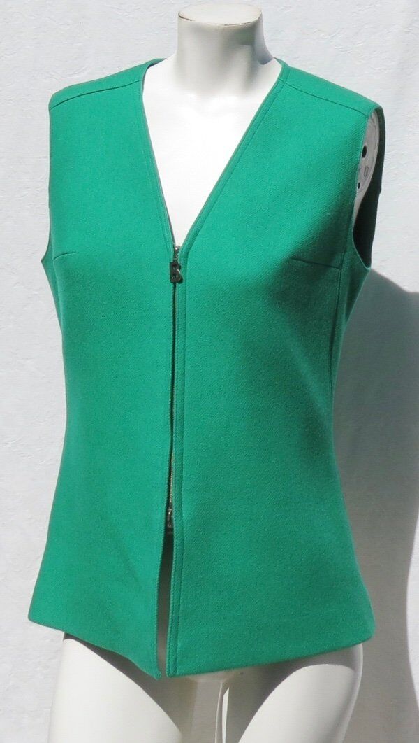 Vintage BOGNER Women’s Green Wool Zip Vest Jacket size 38 10 fits US 4 6 Bogner - фотография #2