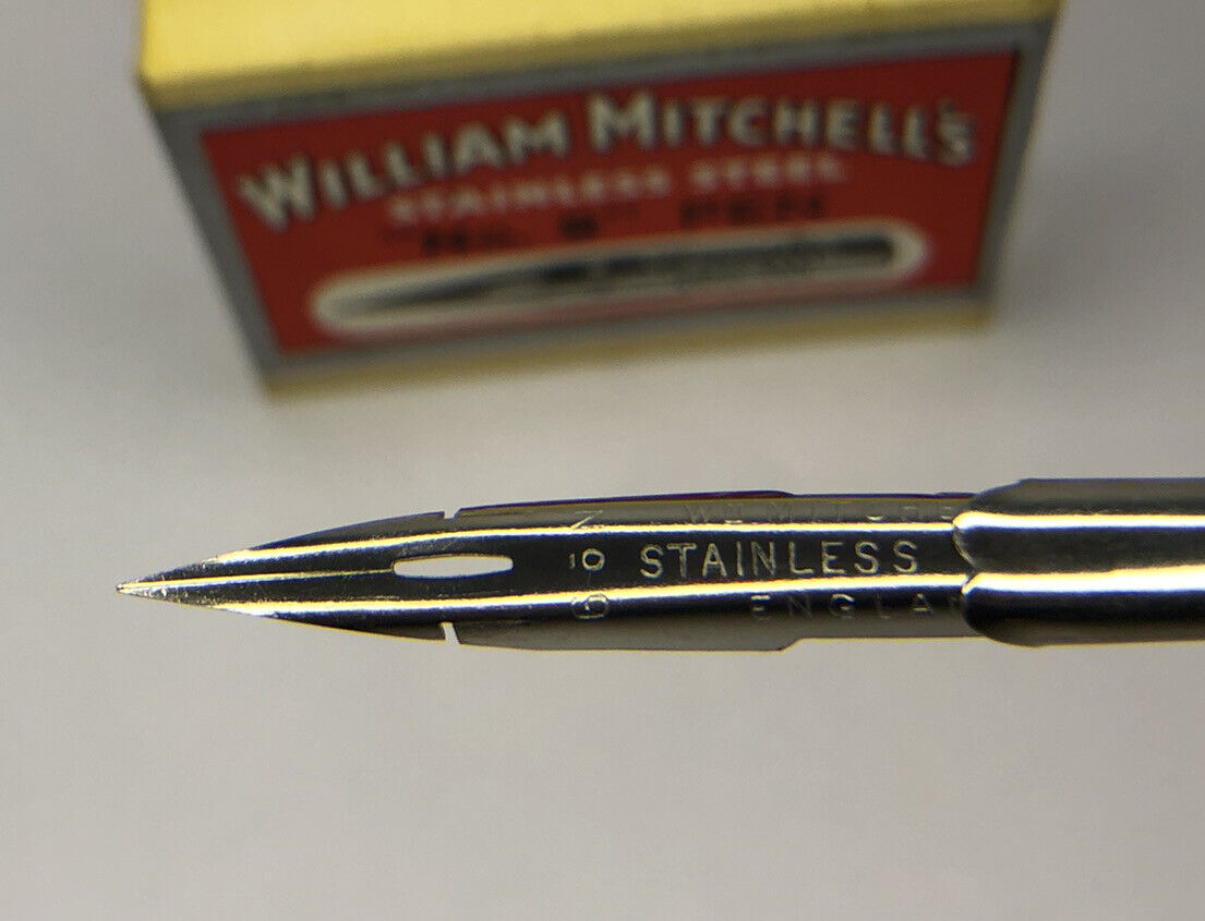 x2 William Mitchell's Stainless Steel "No.9" Pen 0221 Fine Nib Vintage Dip Pen William Mitchell - фотография #2
