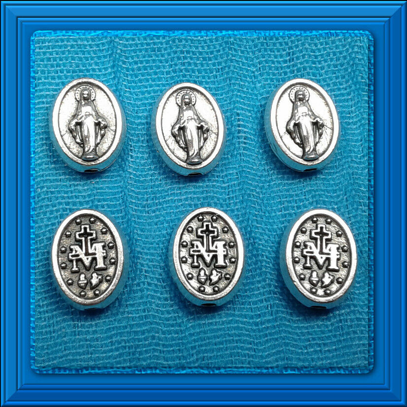 Rosary Parts Our Father Beads 6Pcs Lot 7x9mm OVAL MIRACULOUS MEDAL ITALIAN Sale Без бренда - фотография #4