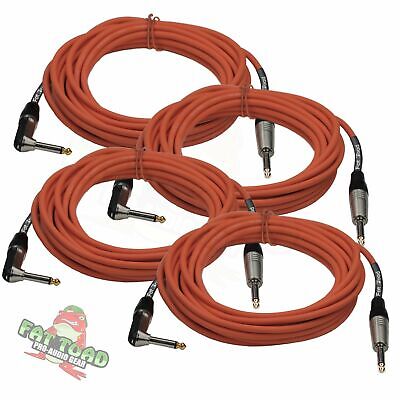 Guitar Cords Right Angle 20FT ¼  Gold Jack 4 Cables FAT TOAD Instrument AMP Wire Fat Toad U-AP2303-R-20FT (4)