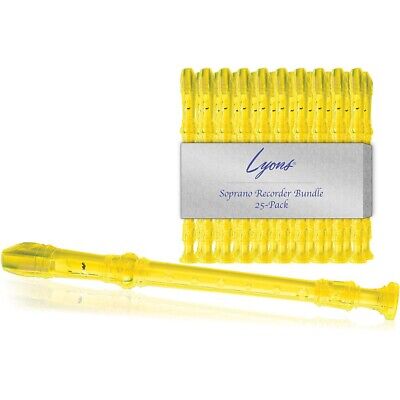 Lyons Soprano Recorder Value Bundle 25-Pack Transparent Yellow Lyons 3PCRYEL-ABS-25KIT