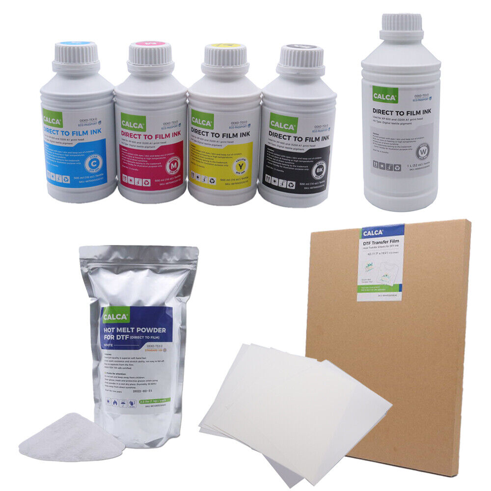 A3 DTF Film 100 Sheets + 500ml CMYK Ink + 1L White Ink + 2.2 lbs Adhesive Powder CALCA 6668003326800 - фотография #5