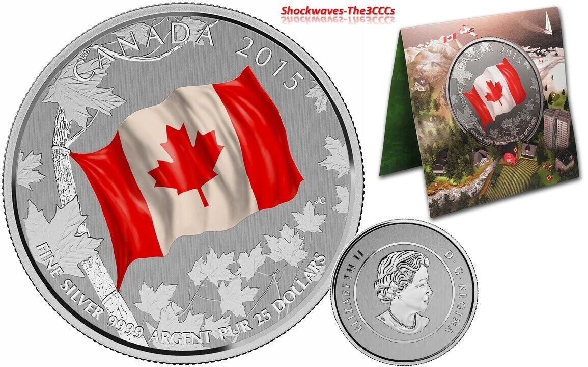 2017 CANADA 150 SILVER COIN & SET plus 2015 CANADA FLAG SILVER COIN & STAMP   Без бренда - фотография #5
