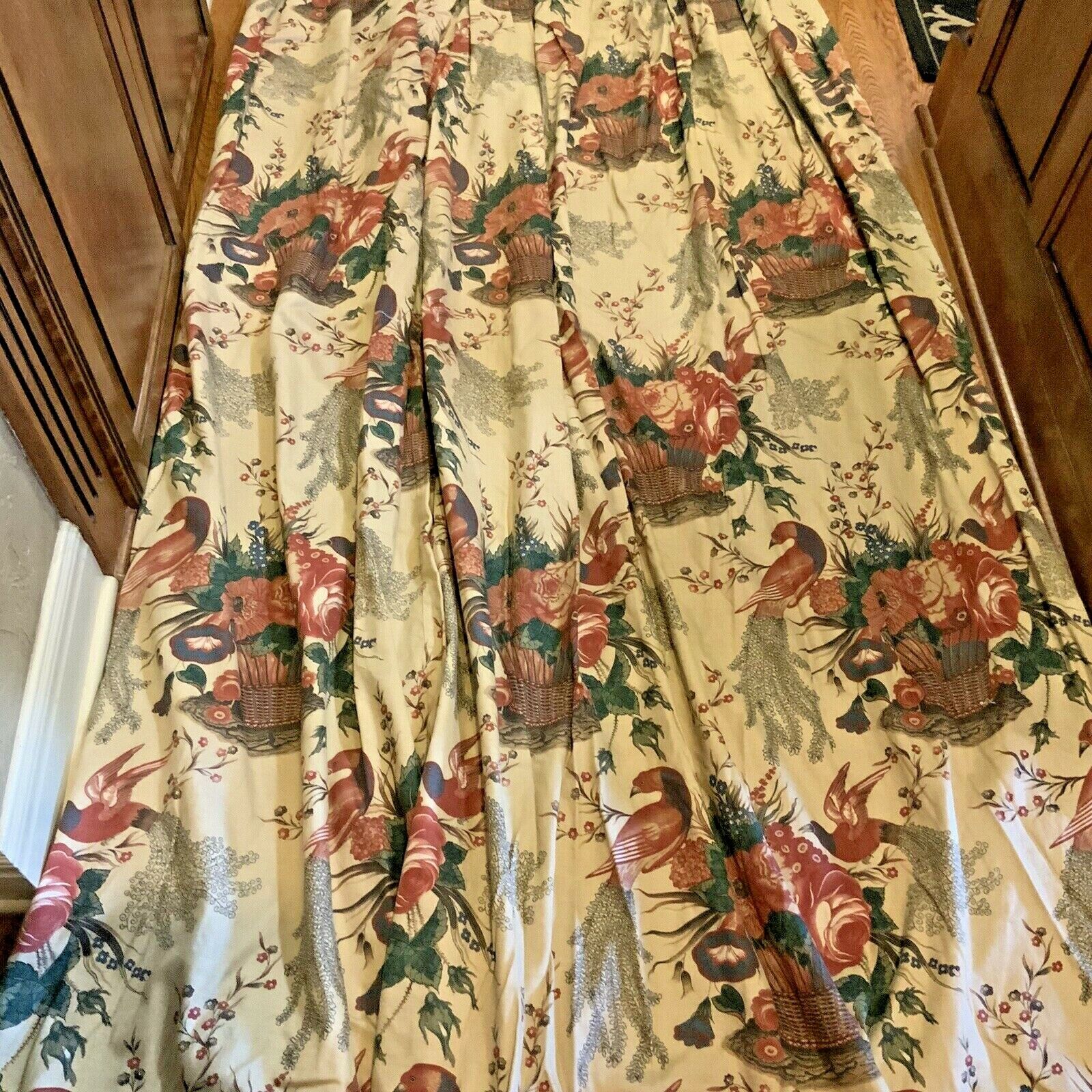 Drapes Peacock Floral Lined Pleated Top 83" length Pair READ #N1 Unbranded does not apply