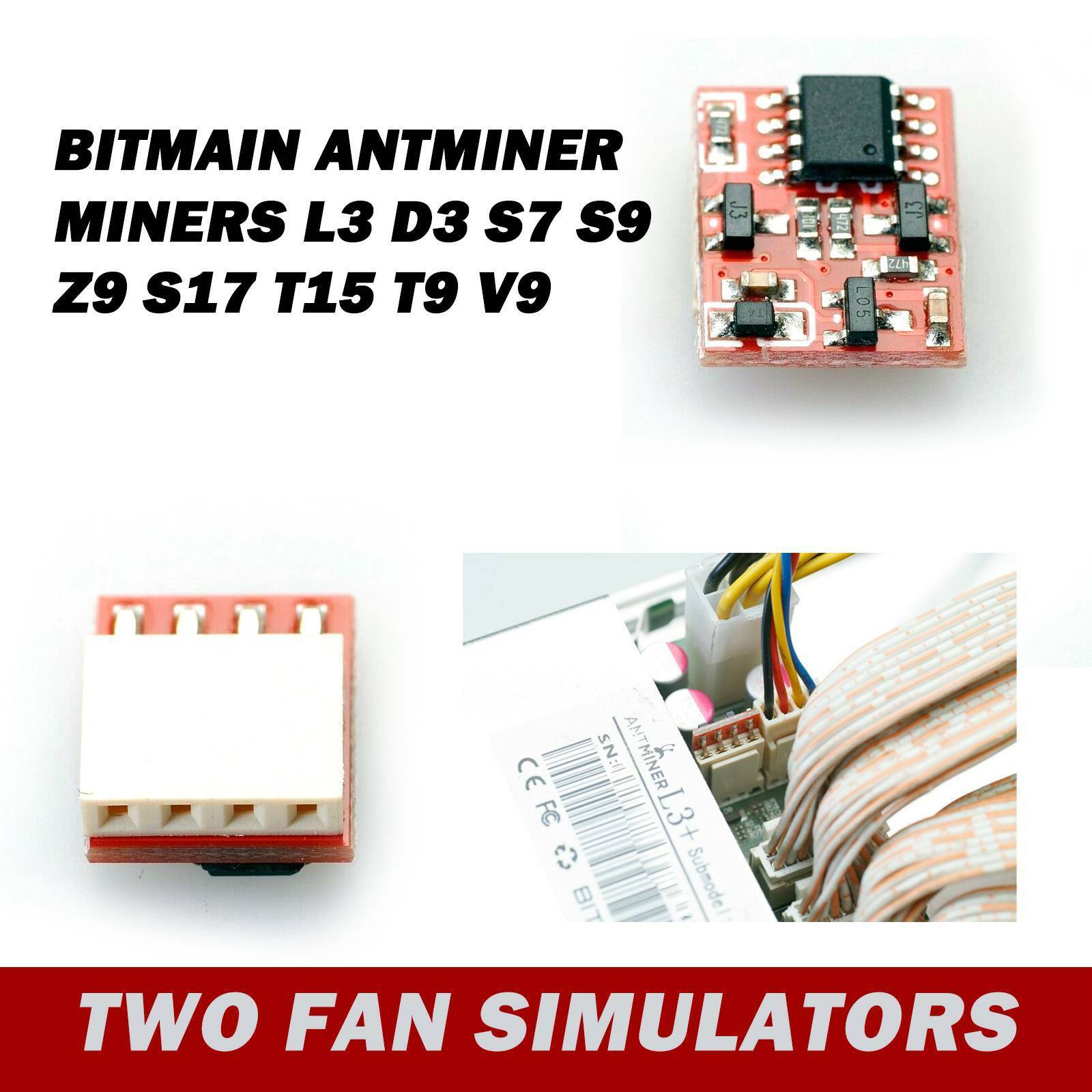 2Pcs Fan Simulators fit Bitmain Antminer Miner L3 D3 S7 S9 Z9 S17 T15 T9 V9 Unbranded Does not apply