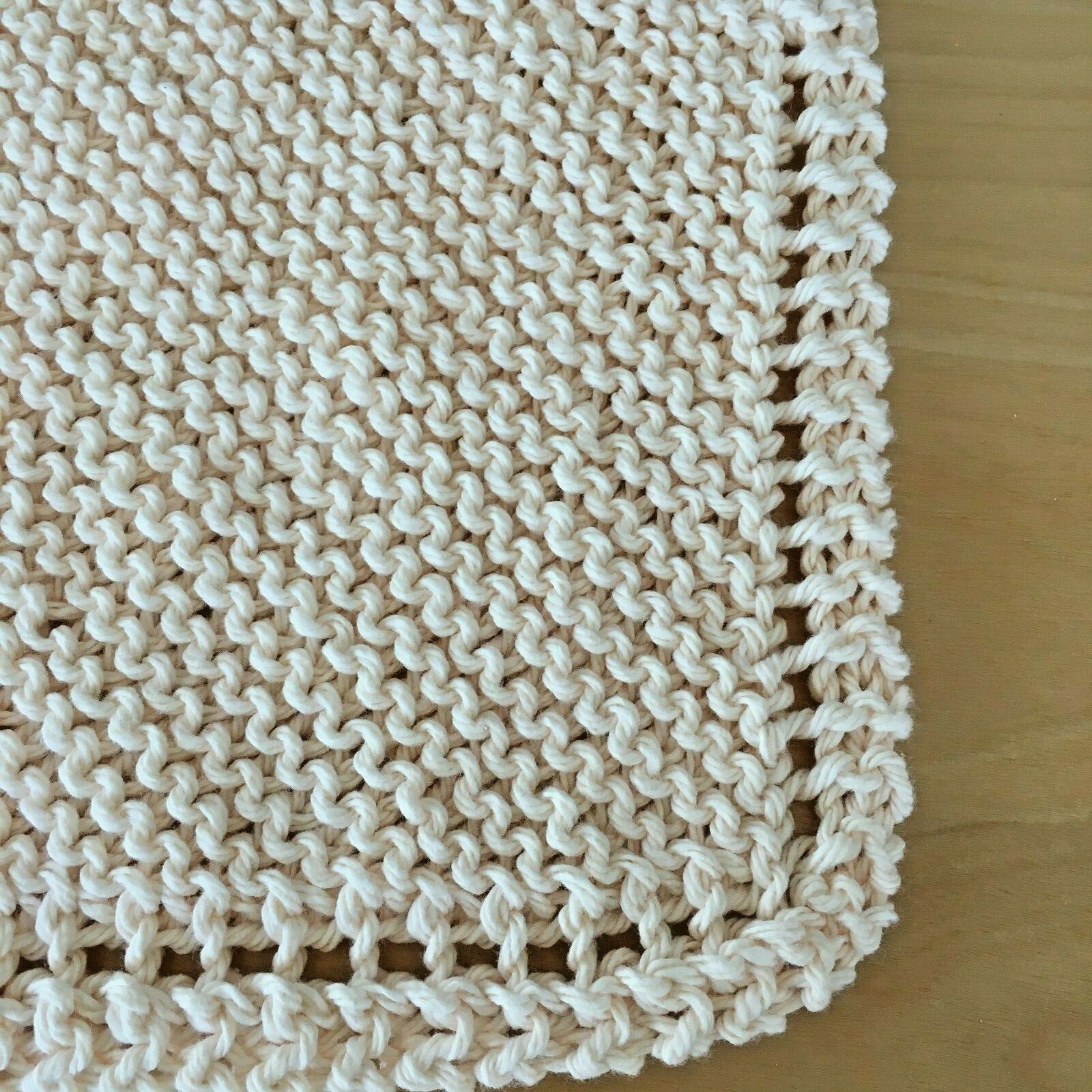 NEW Set of 3- Hand Knit-DISHCLOTHS / WASHCLOTHS with Directions (Ecru & Mint Gr) Lily Sugar 'n Cream - фотография #4