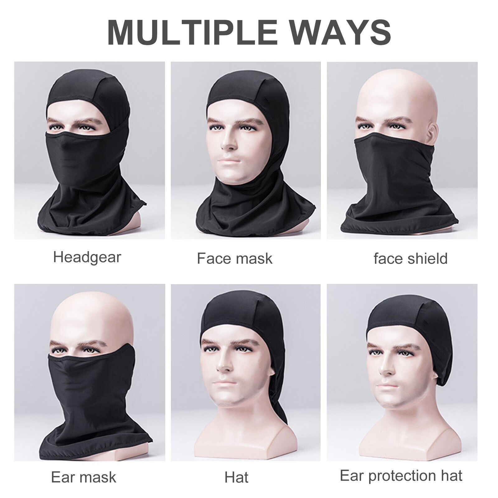 6 Pack Black UV Protection Motorcycle Cycling Ski Balaclava Hood Full Face Mask  Unbranded - фотография #12