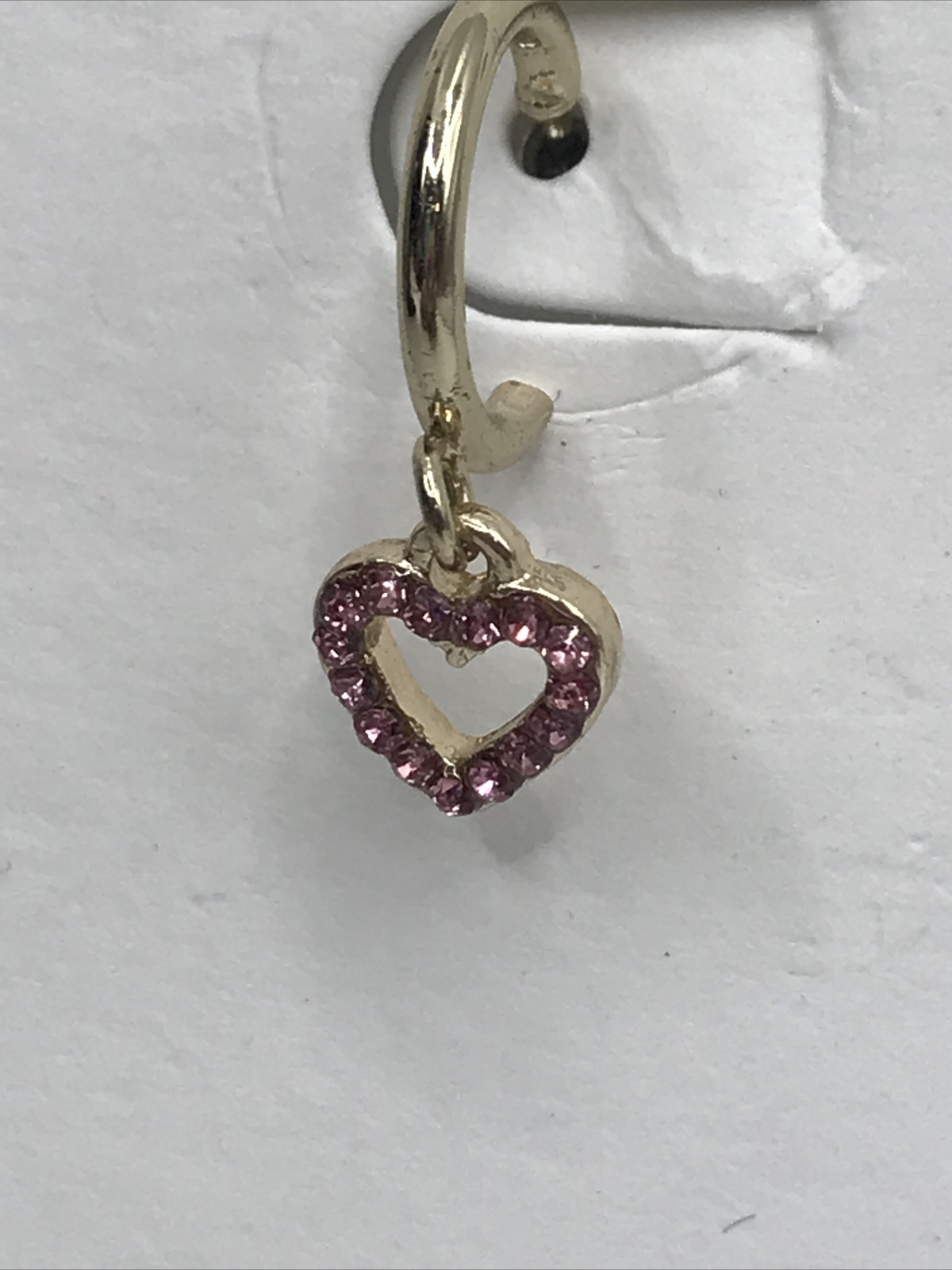 BANANA REPUBLIC Huggie Heart Gold Tone Pink Crystals EARRINGS NWT Banana Republic - фотография #2