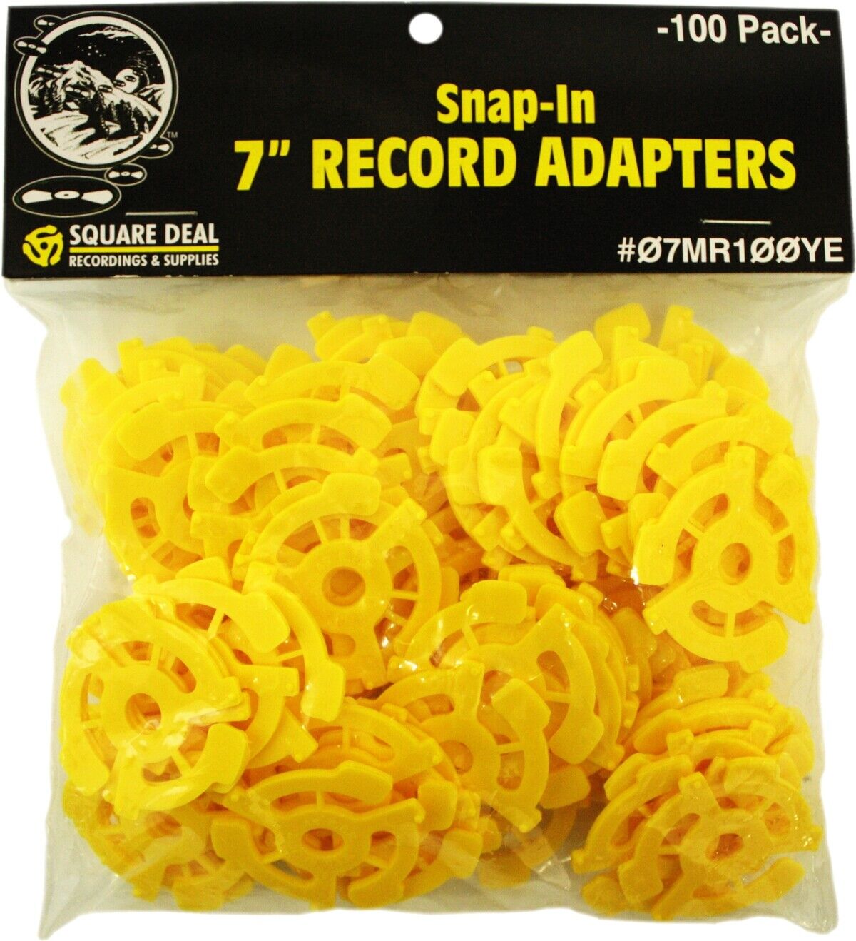(100) Flat Yellow Adapters / Inserts for 7" 45rpm Vinyl Records 45s EP Single  Square Deal Recordings & Supplies 07MR100YE
