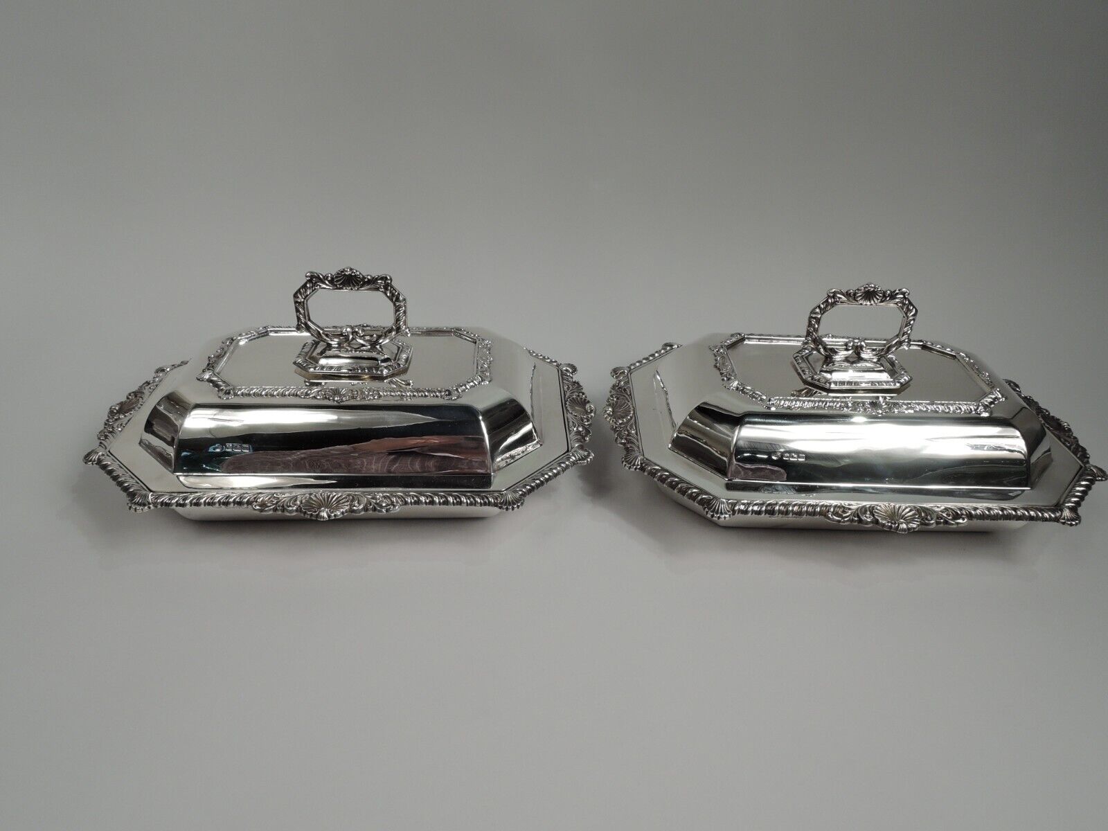 Edwardian Serving Dishes Antique Georgian Covered Bowls English Sterling Silver  Round