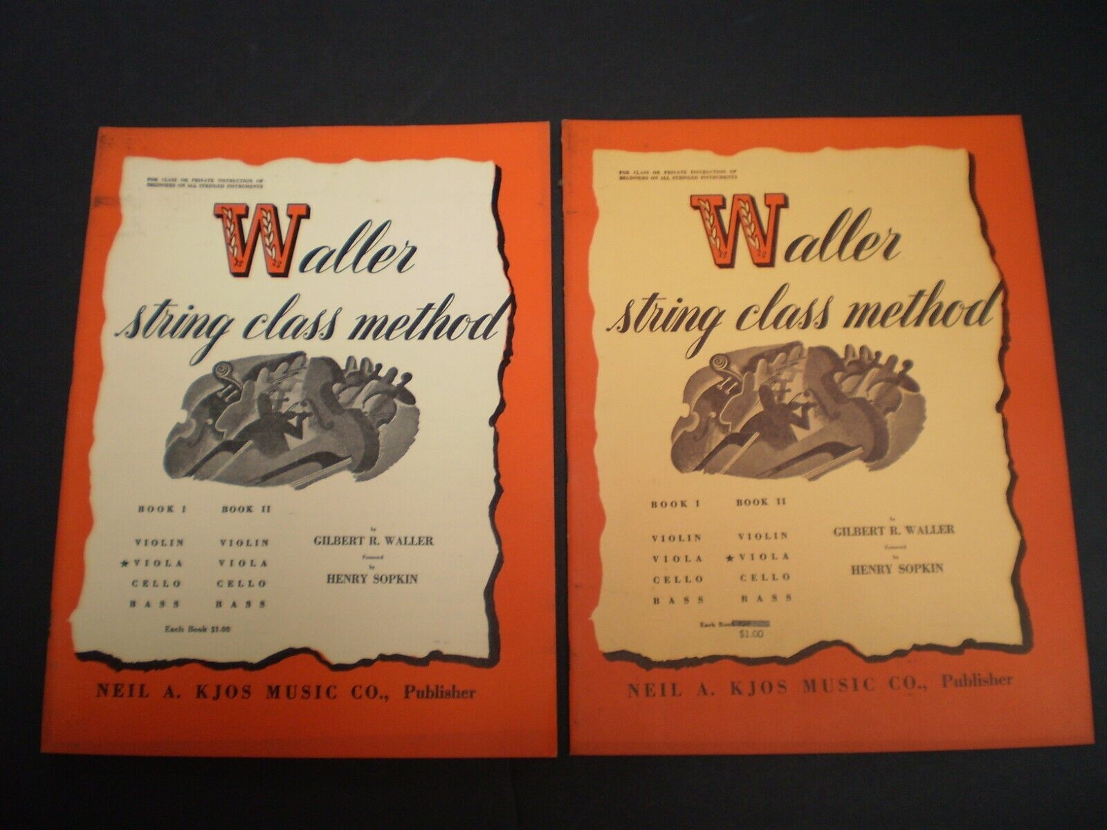 Lot of 2 Vintage WALLER STRING CLASS METHOD Sheet Music, Viola, Books 1,2 (1941) Без бренда