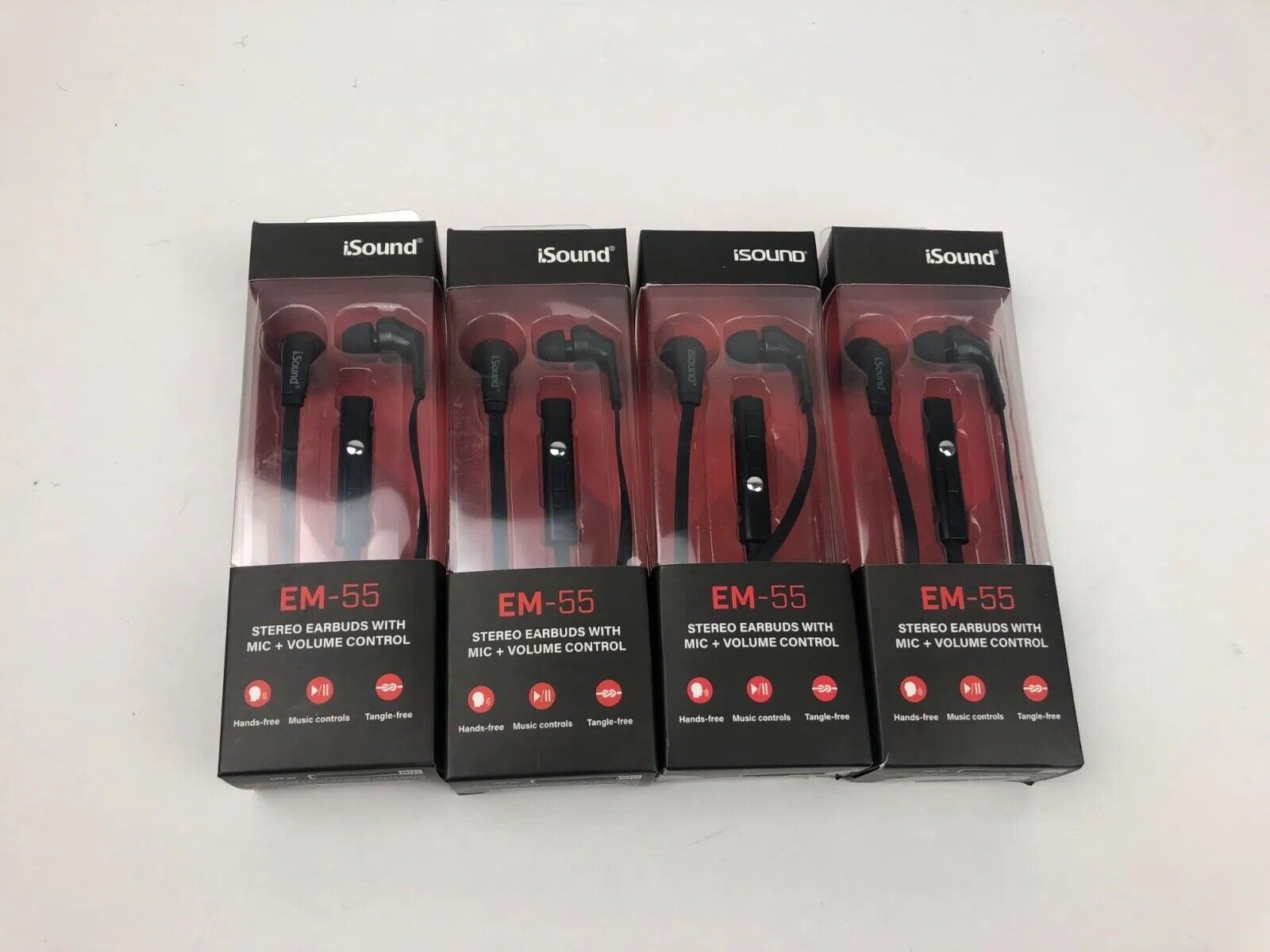 Lot Of 4 New iSound EM-55 Stereo Earbuds + Microphone iSound DGHP-5702