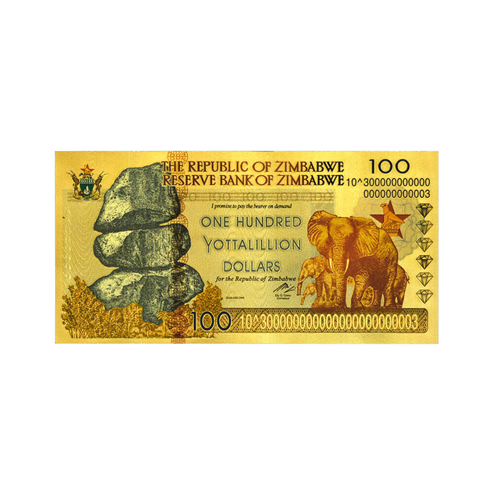 100pcs/lot Zimbabwe Gold Banknotes One Hundred Yottalillion Dollars Home Decor Без бренда - фотография #11