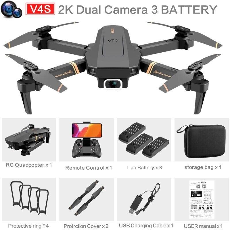 V4 Rc Drone 4k HD Wide Angle Camera 1080P Wifi Drone Fpv Dual Camera Quadcopter  Unbranded V4 - фотография #3