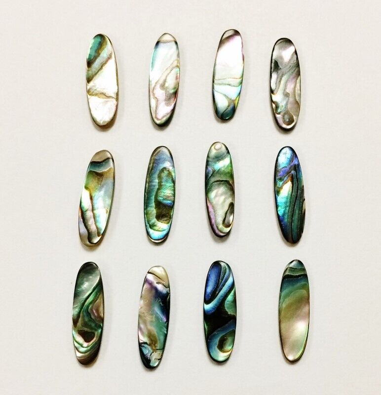 12 VINTAGE GENUINE ABALONE MOTHER PEARL PAUA SHELL 17x5.5mm. OVAL CABOCHONS 1252 Unbranded Does Not Apply