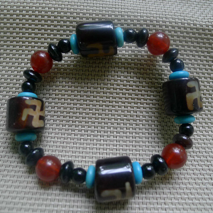 Dzi bead bracelet, Tibet, men's and women's bracelets, gifts, security, evil66 Без бренда