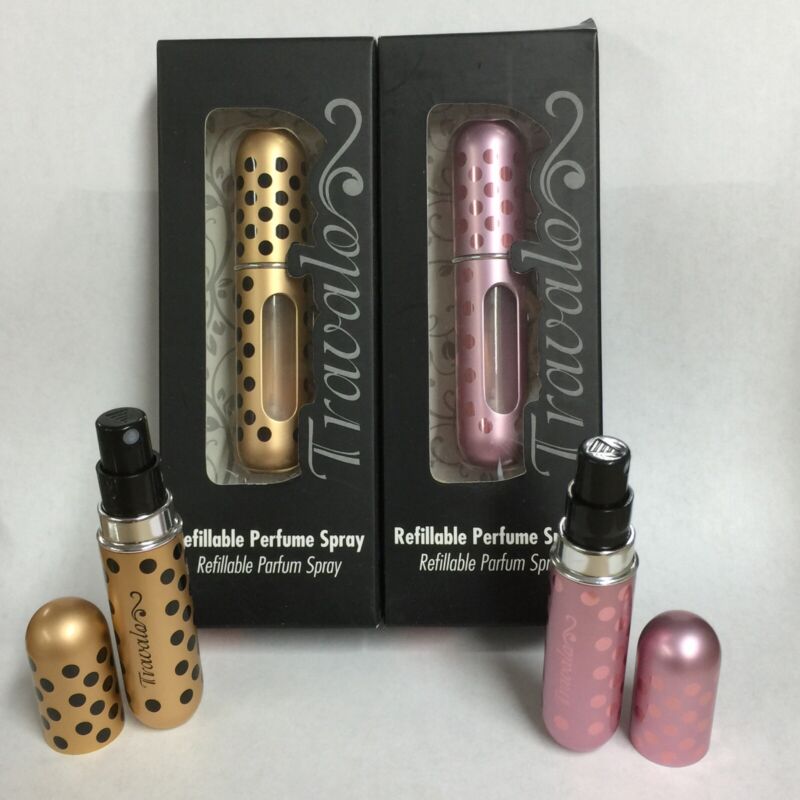 2 pack Travalo Refillable Perfume Atomizer Pink Polka Dot  & Gold Dot NEW  2pc Travalo