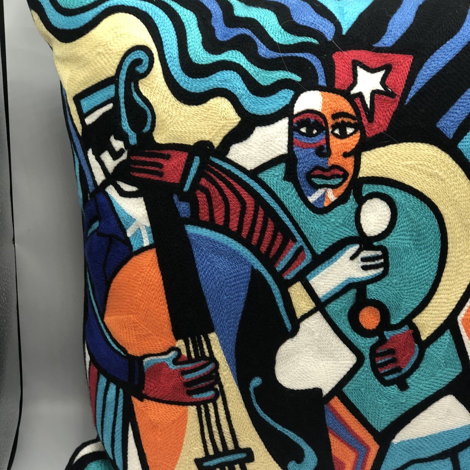The Musicians Jazz Pillow 16x16 Decorative Picasso style Needlepoint Nice Hot Now - фотография #11