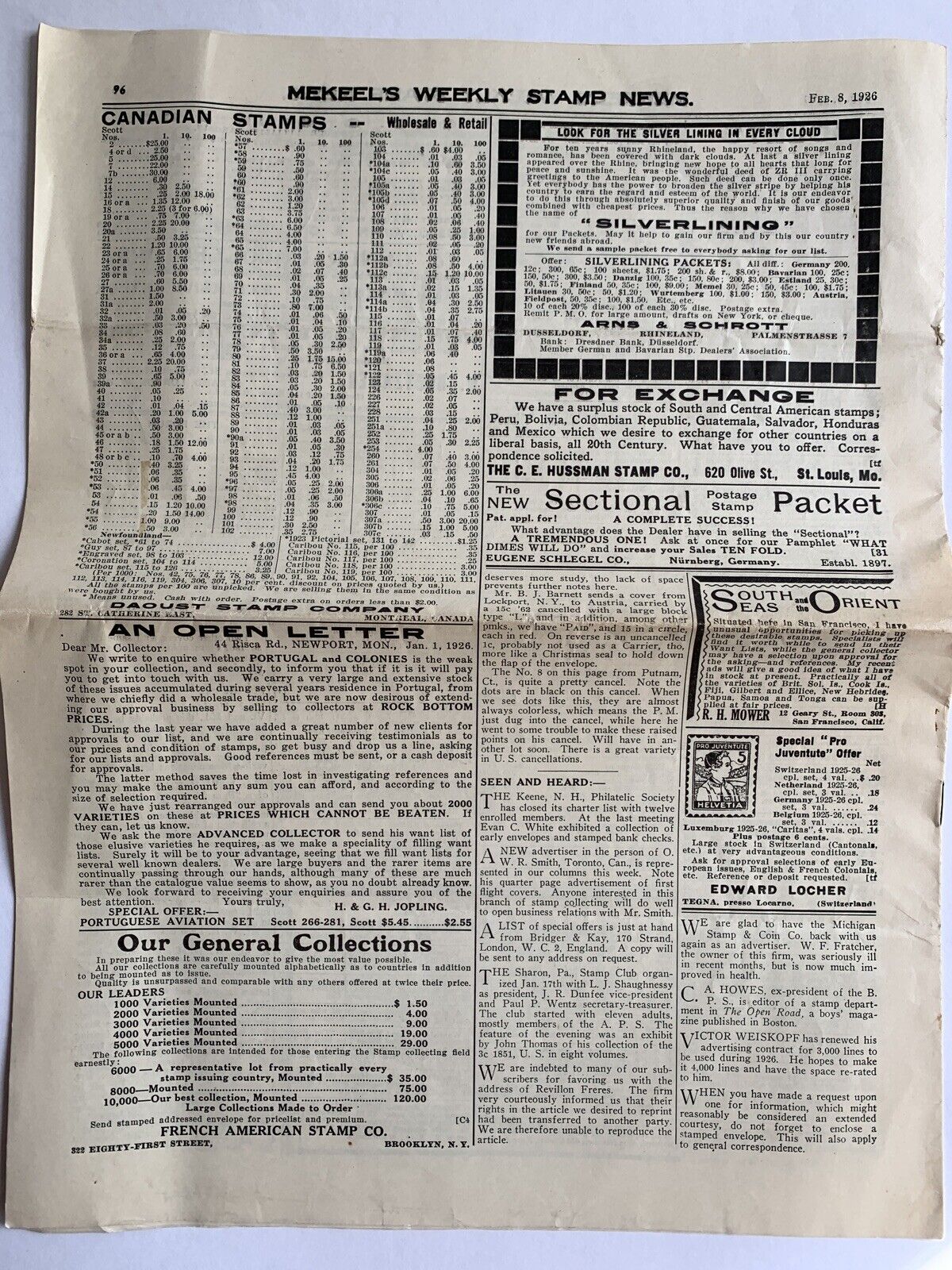 Vintage Philatetic News, 2 Mekeel's Weekly Stamp News April 12 1919 & Feb 8 1926 Mekeel's - фотография #7