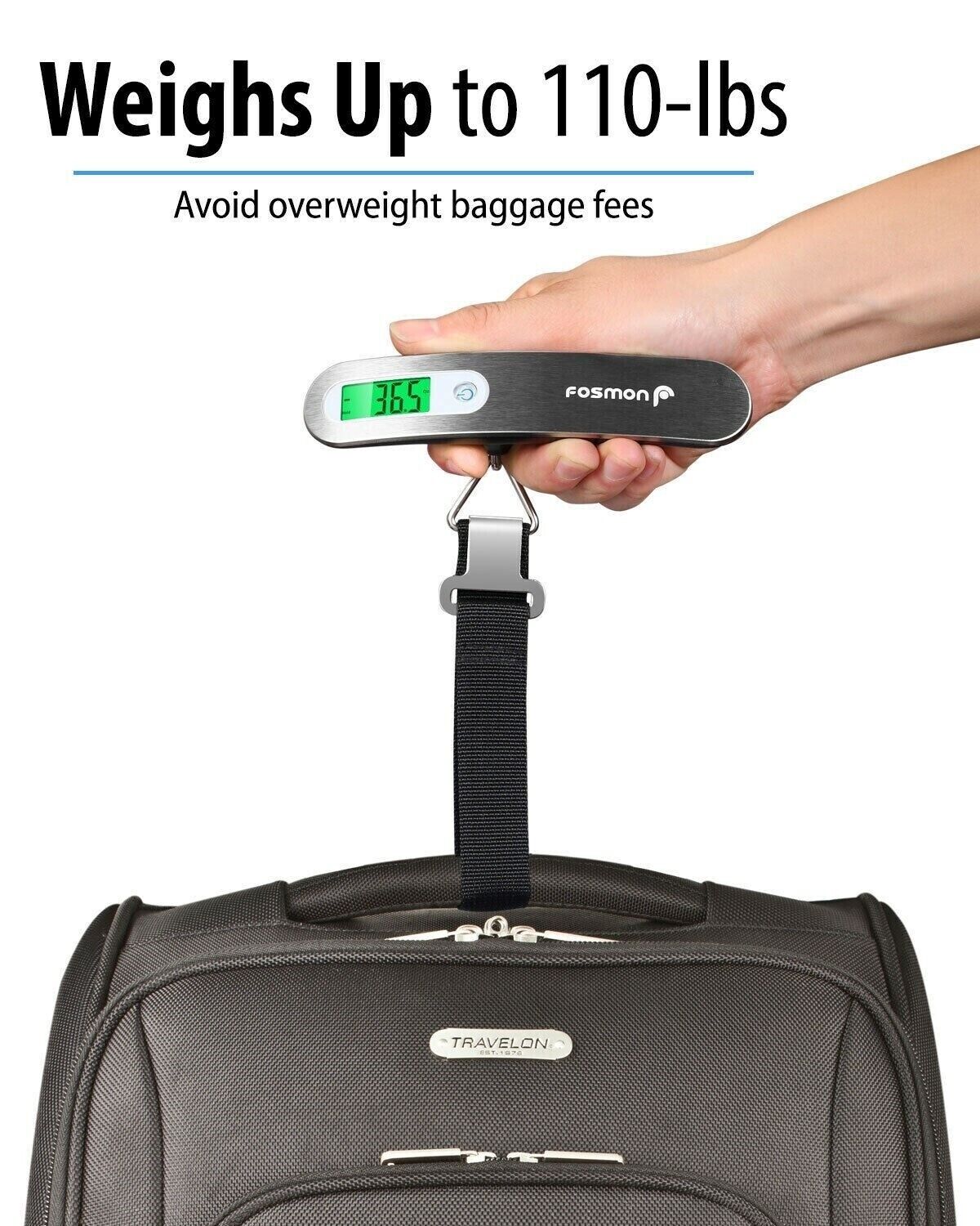 Portable Travel 110lb / 50kg LCD Digital Hanging Luggage Scale Electronic Weight Fosmon 51012HOM - фотография #4
