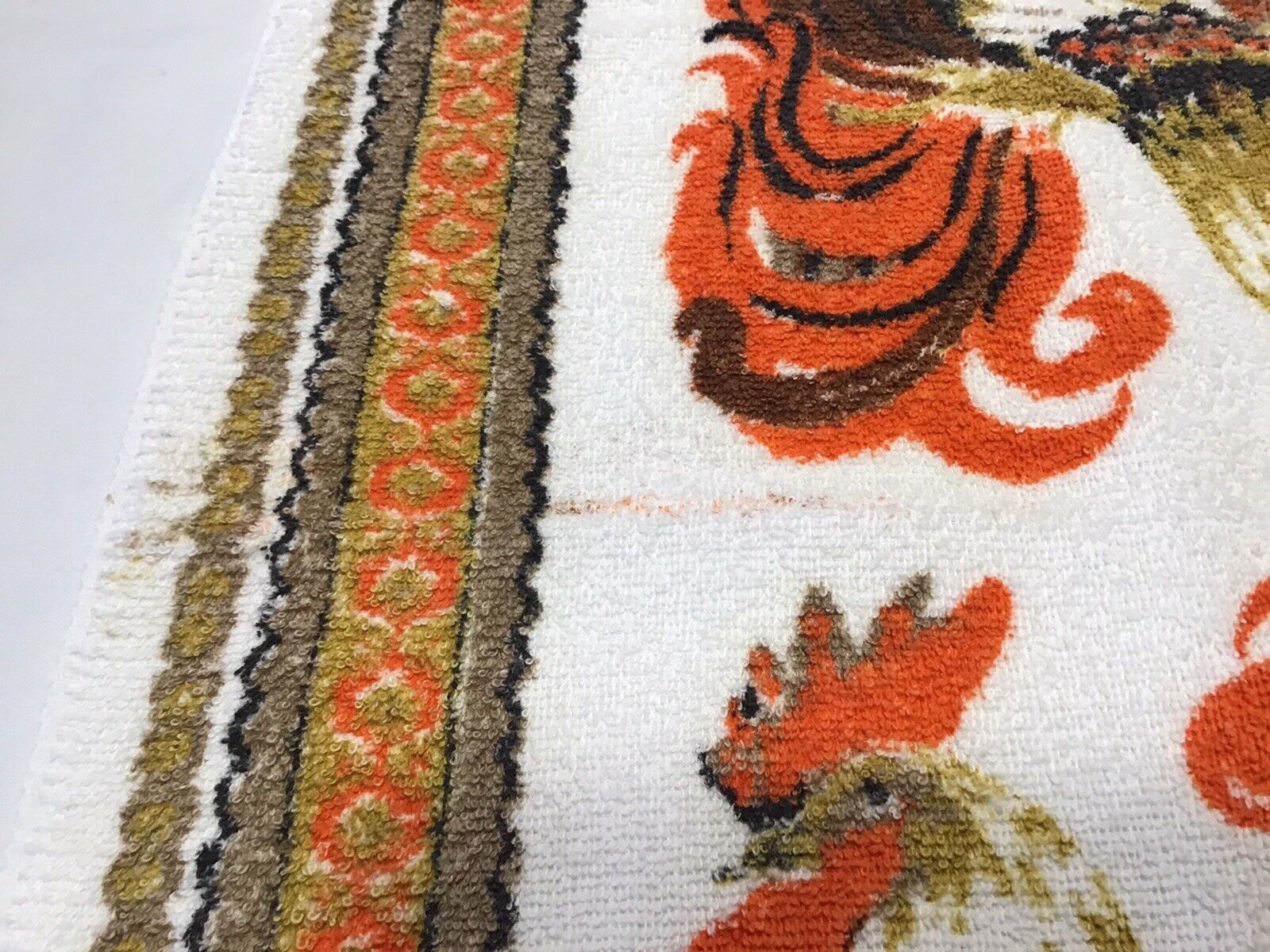 Vintage 1960s Lot Of 2 Royal Terry Rooster Terrycloth Towels Kitchen MCM 27x17 Royal Terry Of California - фотография #12