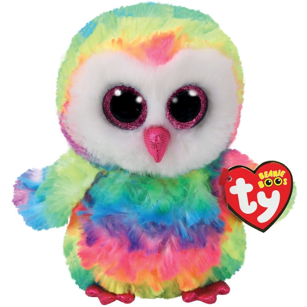 TY Beanie Boos 6" OWEN the Rainbow Owl Plush Stuffed Animal Toy MWMTs Heart Tags Ty
