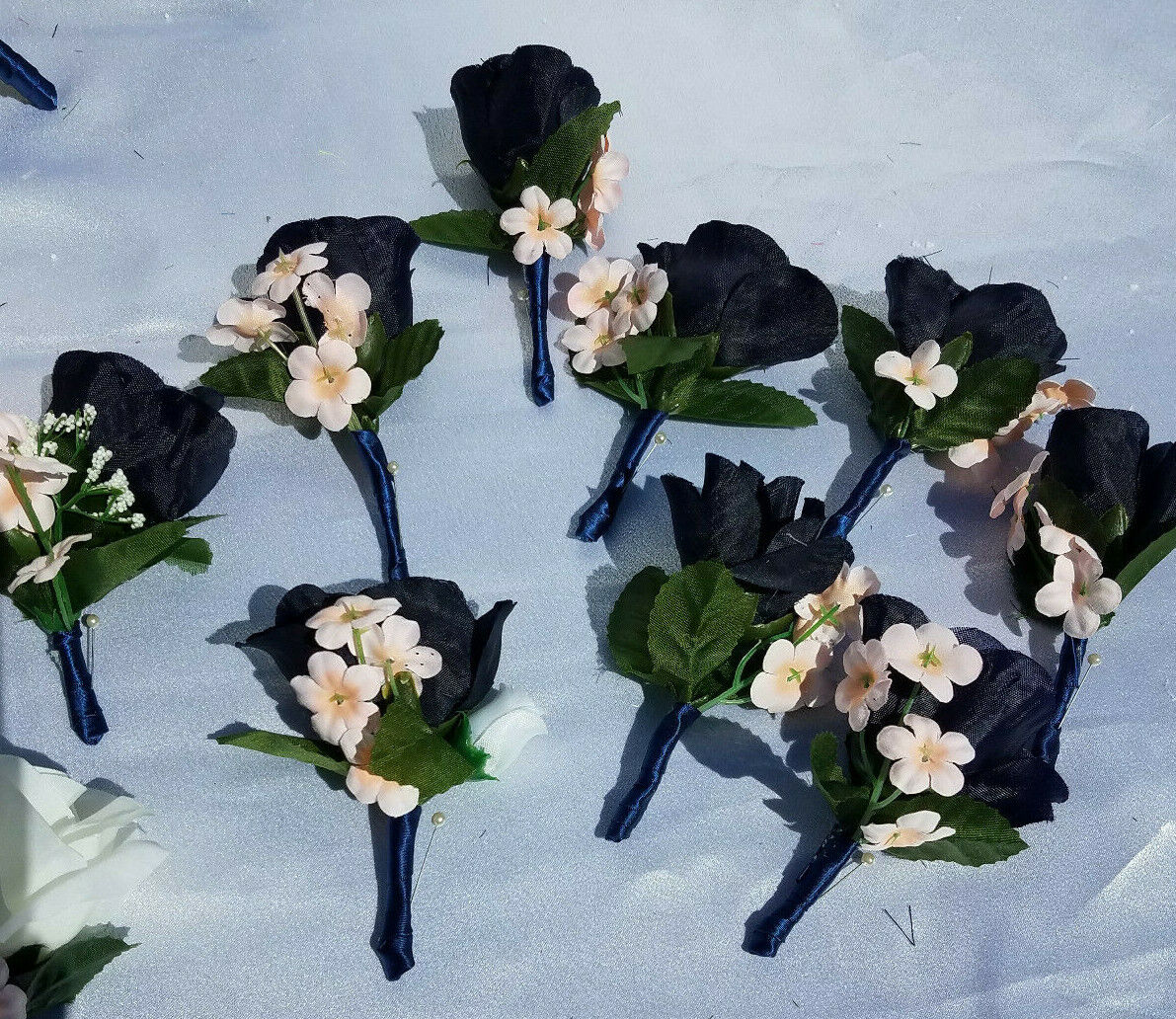 19 Pc Wedding Bouquet Pkg, Ivory, Navy Blue Roses, Blush Peony, Navy & Pink Wedding Bouquet Does Not Apply - фотография #10
