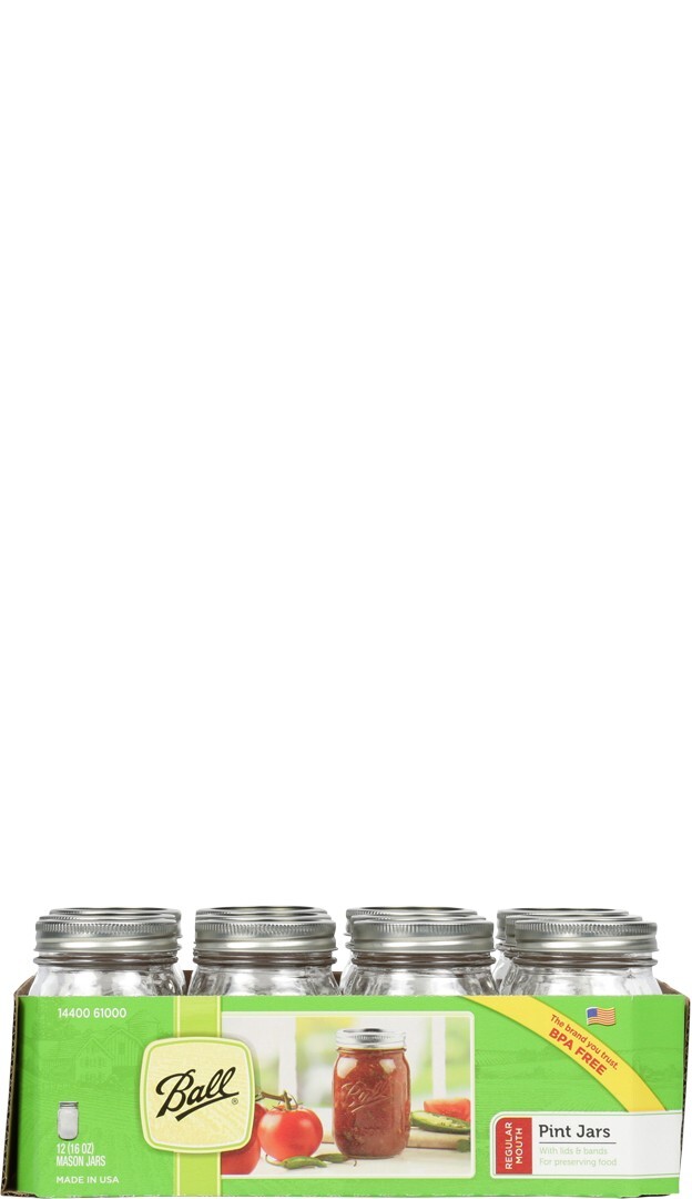 Regular Mouth 16oz Pint Mason Jars with Lids & Bands, 12 Count BALL 67000 - фотография #5