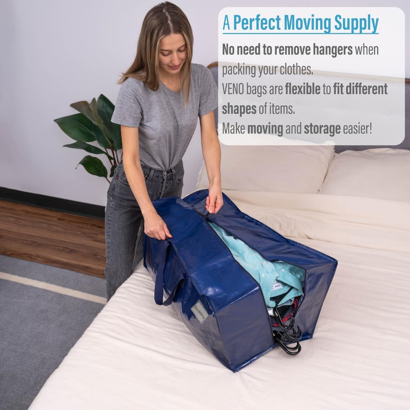6 Pack Heavy Duty Extra Large Moving Bags W/Backpack Straps Strong Handles & Zip Does not apply - фотография #5