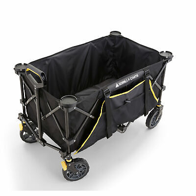 Gorilla Carts 7 Cubic Feet Foldable Utility Beach Wagon w/ Oversized Bed, Black Gorilla Carts GCSW7P - фотография #8