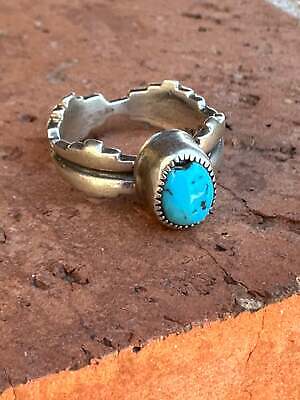 Beautiful Navajo Jagged Sterling Silver Kingman Turquoise Mesa Ring Без бренда Rings  Ring  Turquoise  29caf959-c9 - фотография #3