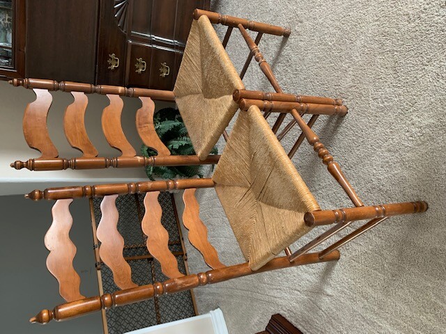 Vintage Ladder Back, Wicker Woven Rush Seat Chairs Unbranded - фотография #2