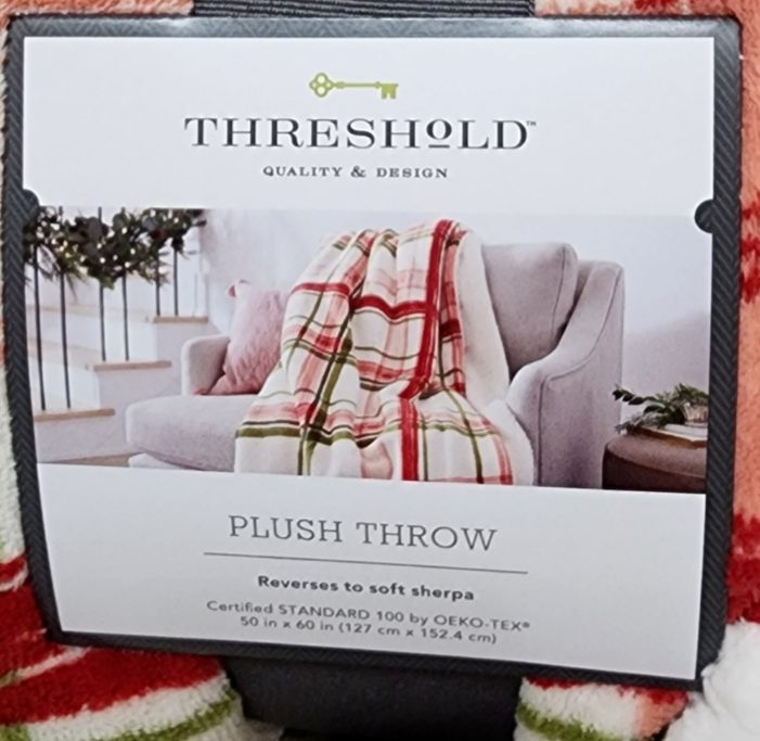 Plaid Plush Accent Blanket Throw Soft Reversible Sherpa 2 Pk - Threshold Threshold - фотография #5