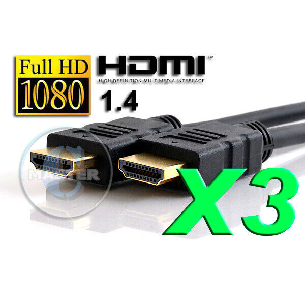 3X 6ft HD TV HIGH SPEED GOLD PLATED AV HDMI CABLE XBOX PS3 PS4 VIDEO GAME PLAYER Unbranded Does Not Apply
