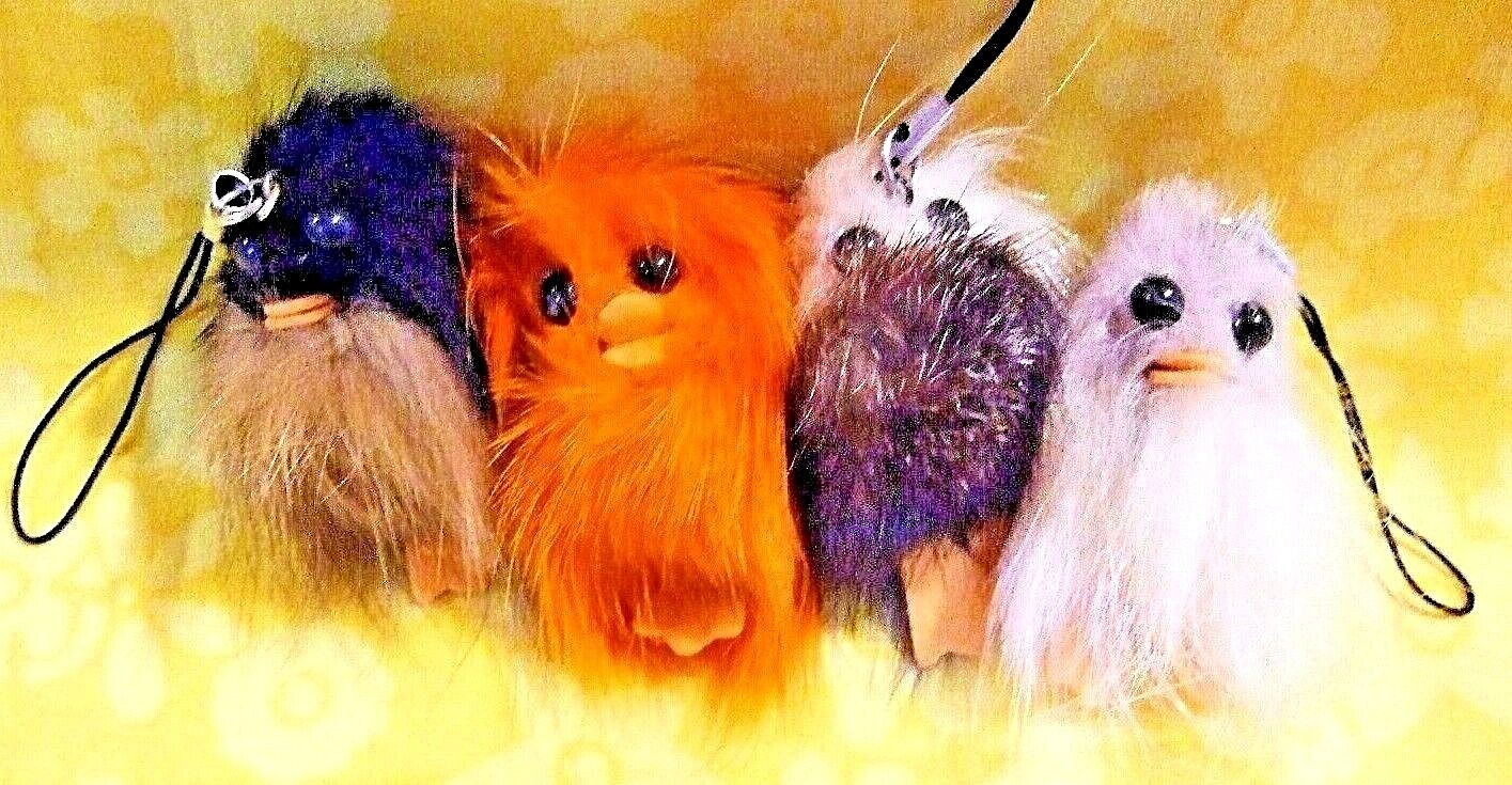 Lot of Four Faux Fur Owl Cell Phone, Purse, Backpack Charm Strap - NEW (A) Unbranded Does Not Apply - фотография #2