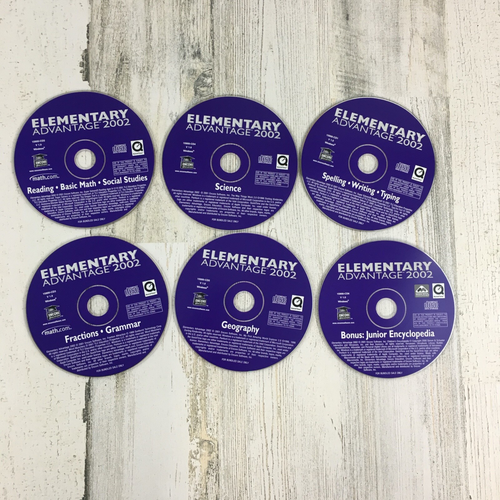Elementary Advantage 2002 Lot of 6 Disc Set PC CD-ROM Kids Educational Games Elementary Advantage 12315465