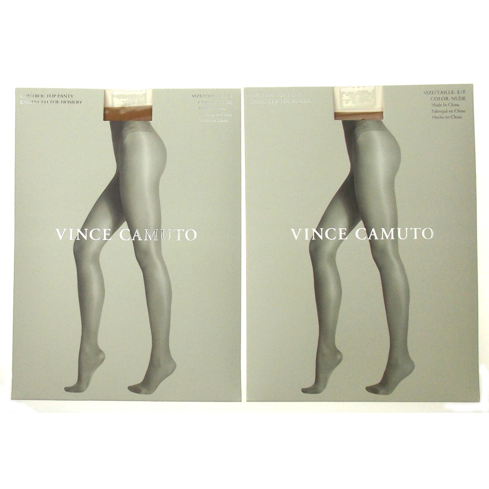 Vince Camuto Control Top Pantyhose Enhanced Toe Hosiery Lot 2 Size E/F Nude Vince Camuto