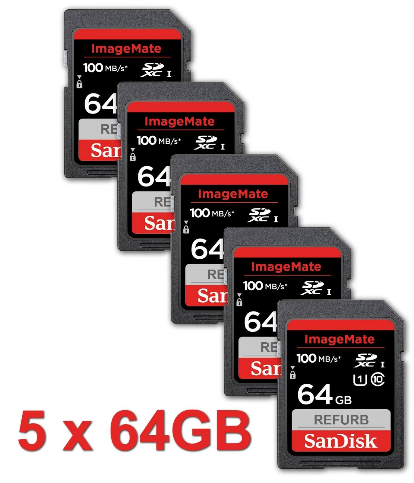 LOT 5x SanDisk 64GB ULTRA ImageMate memory card 64 GB 100 MB/s SDXC UHS-I 5 x SanDisk sdsdunc-064g-an6kn
