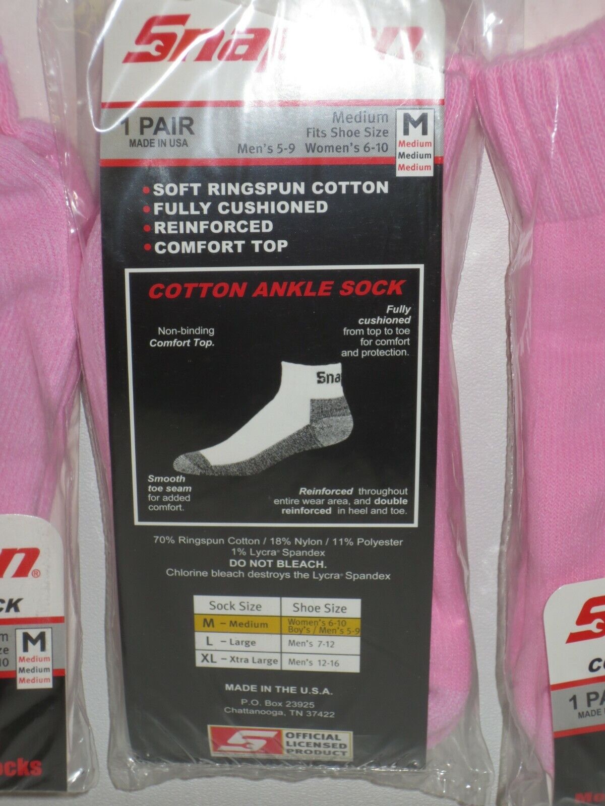 3 PAIRS Snap-On PINK Ankle Socks MEDIUM 6-10 *FREE SHIPPING* MADE IN USA *NEW* Snap-on - фотография #4