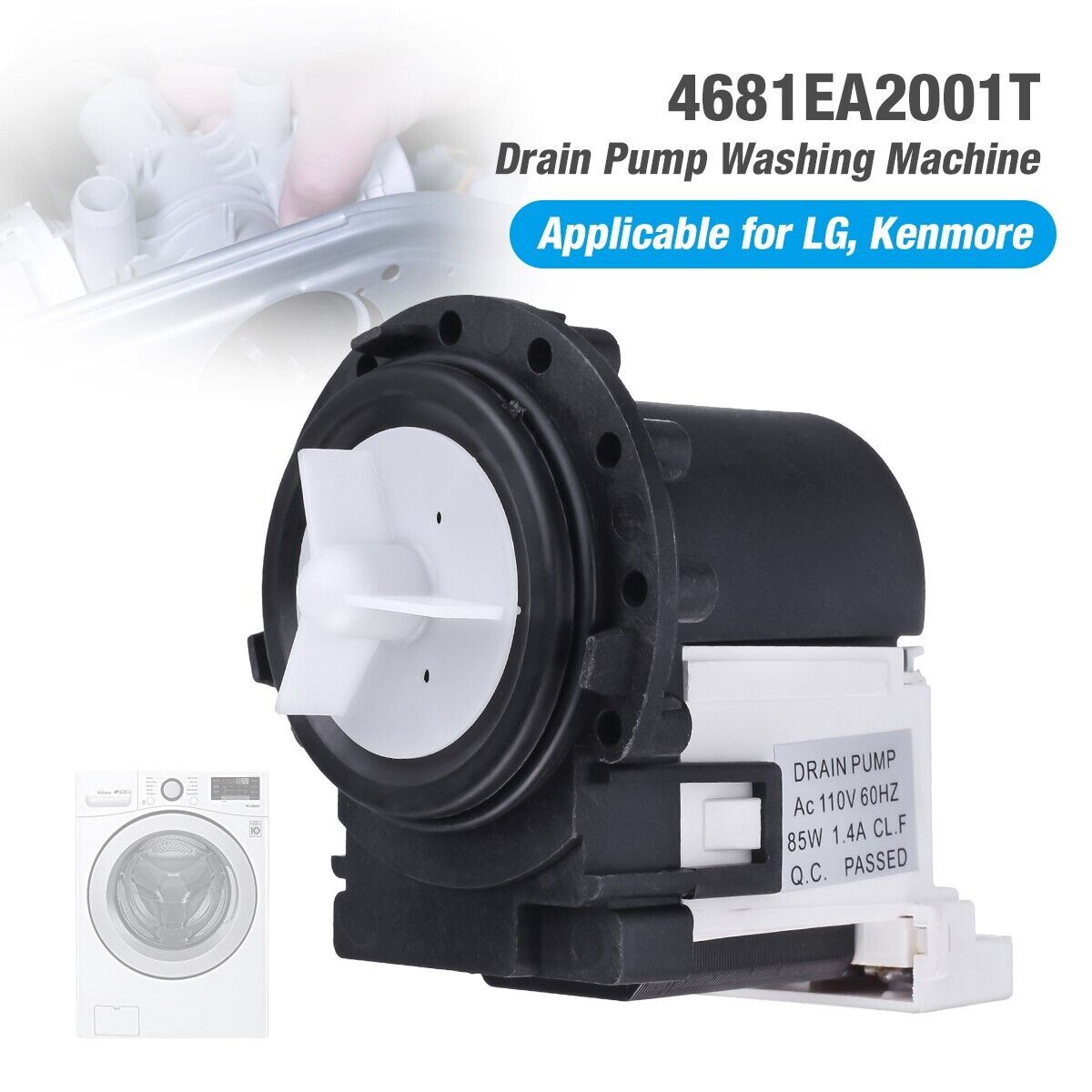 4681EA2001T Washer Water Drain Pump Motor Replacement for Kenmore and LG Washers Unbranded 4681EA2001T - фотография #6
