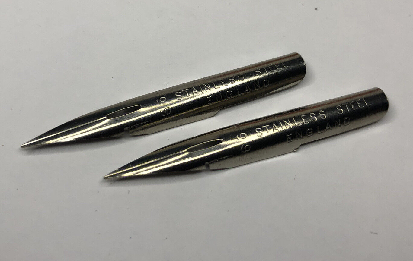x2 William Mitchell's Stainless Steel "No.9" Pen 0221 Fine Nib Vintage Dip Pen William Mitchell - фотография #4