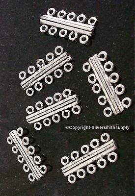 6 Silver plated 5 strand jewelry center piece spacer bars loops both side fpb052 Silversmithsupply.com
