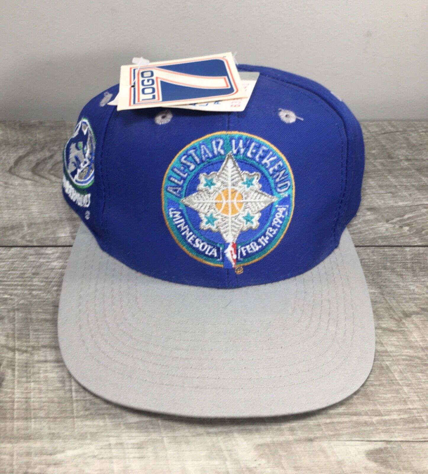 Vintage New Old Stock Logo 7 NBA All Star Timberwolves Snapback Hat Cap 90’s Logo 7