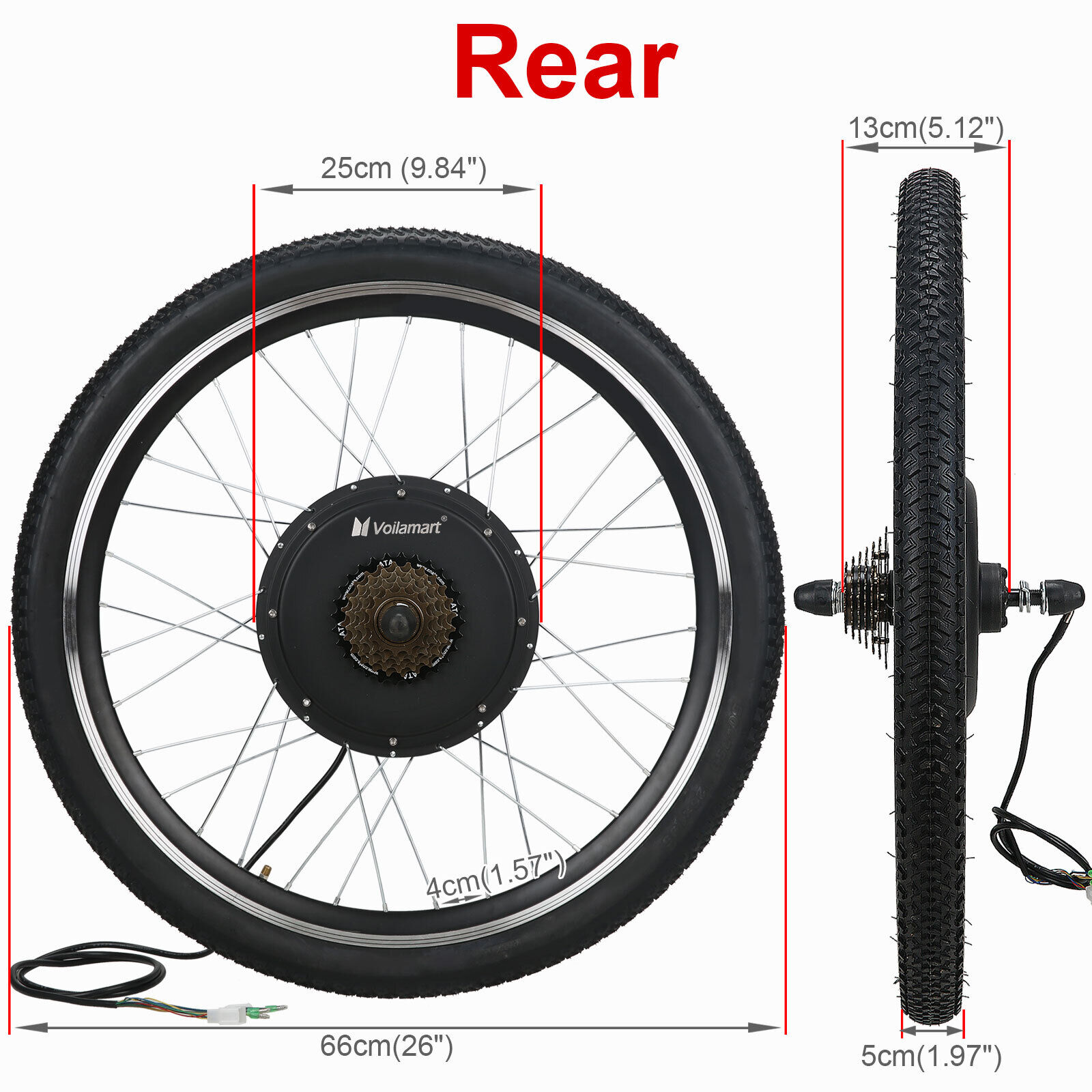 Voilamart 26" Electric Bicycle Motor Conversion Kit E Bike LCD Meter Hub Battery Voilamart Does not apply - фотография #4