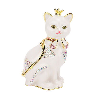 Cat Hinged Jewelry Box Sparkling Rhinestones Hand Painted Cat Decor Trinket Box Unbranded Does not apply - фотография #9