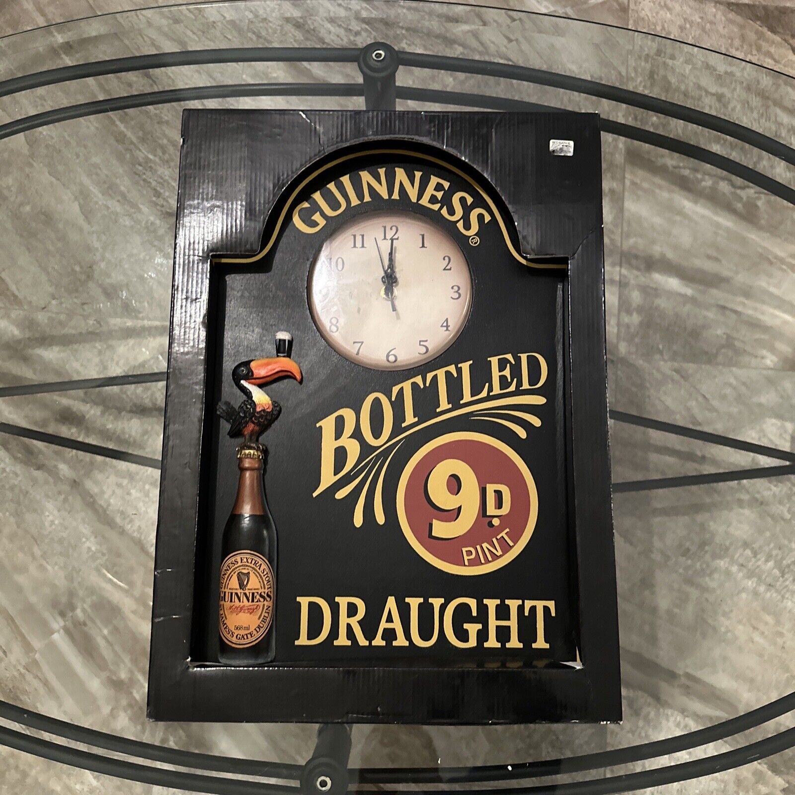 NEW Guinness Bottled 9D Pint Draught Wooden 3-D Clock - Dark Beer Sign 13x18” Guinness - фотография #3