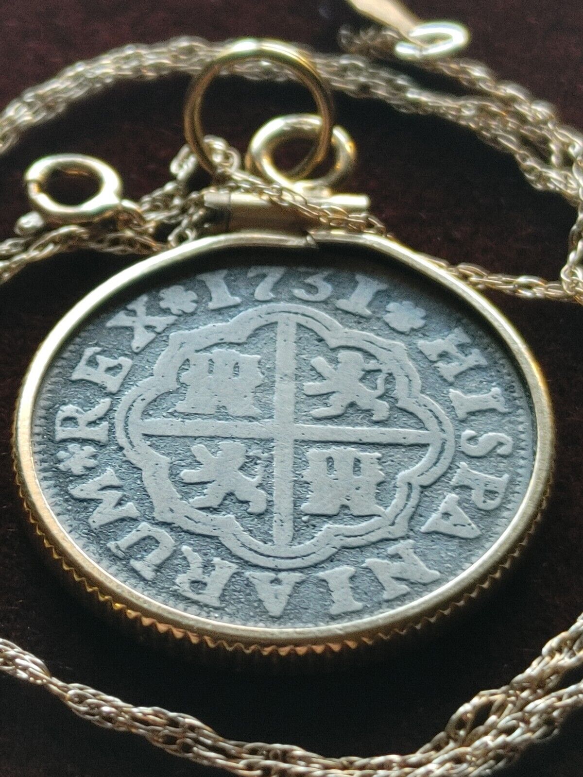 Genuine 1731 Spanish Reale 14K Gold pendant On a 14K  18" Gold Chain w COA & Box Everymagicalday - фотография #11