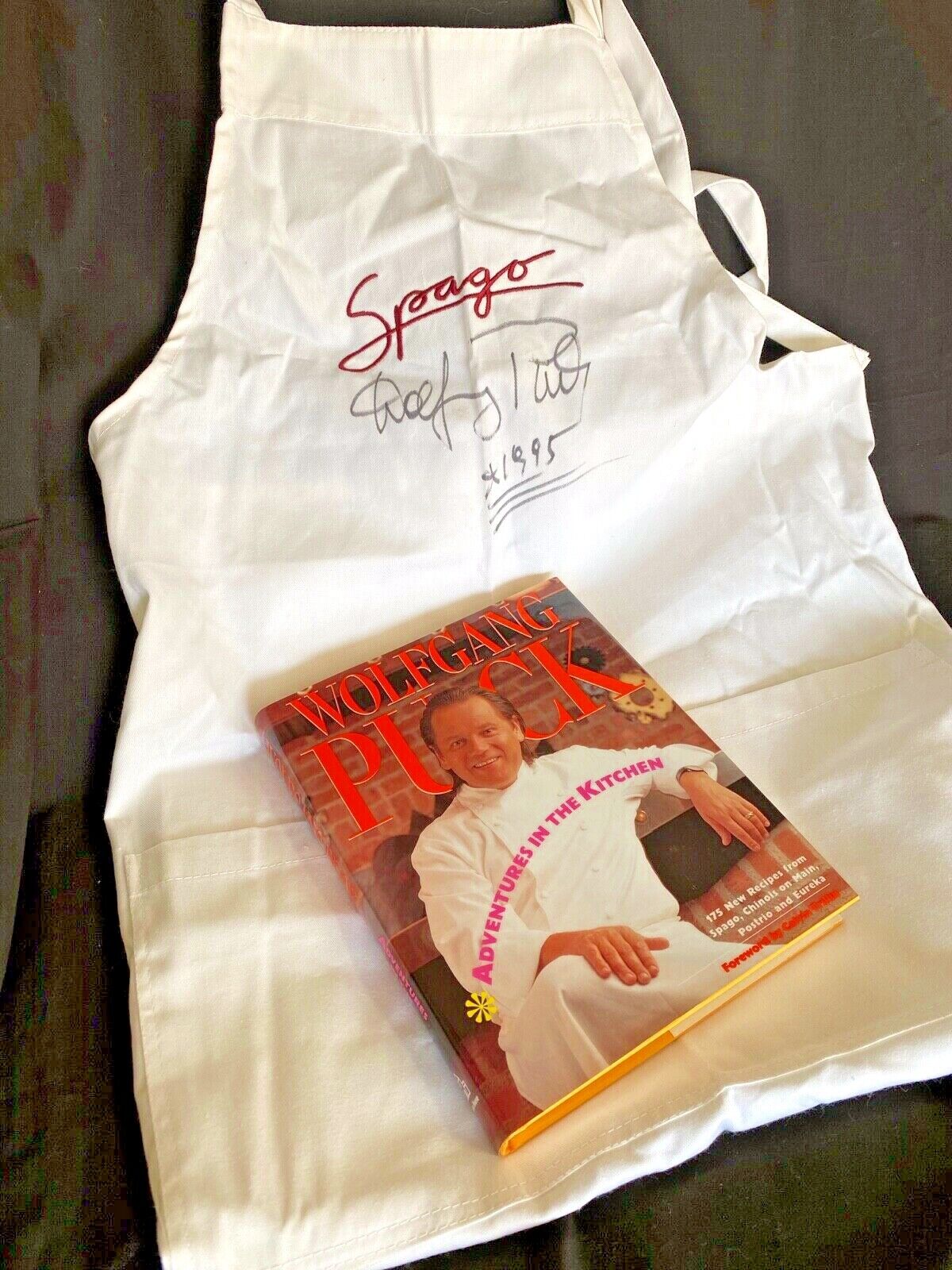 WOLFGANG PUCK SIGNED "SPAGO" APRON + "ADVENTURES IN THE KITCHEN" BOOK Без бренда