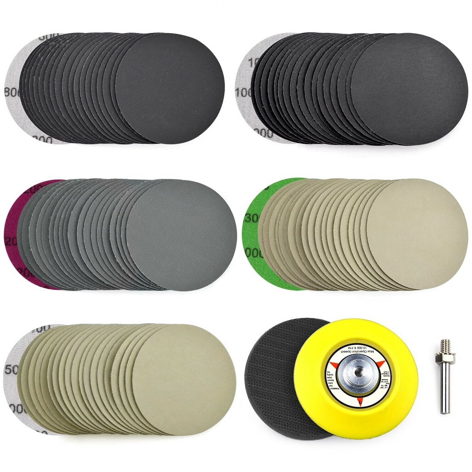 102x 3 in Sanding Discs 800-5000 Grit for Drill Wet Dry Hook Loop Sandpaper Pads Satc Does Not Apply