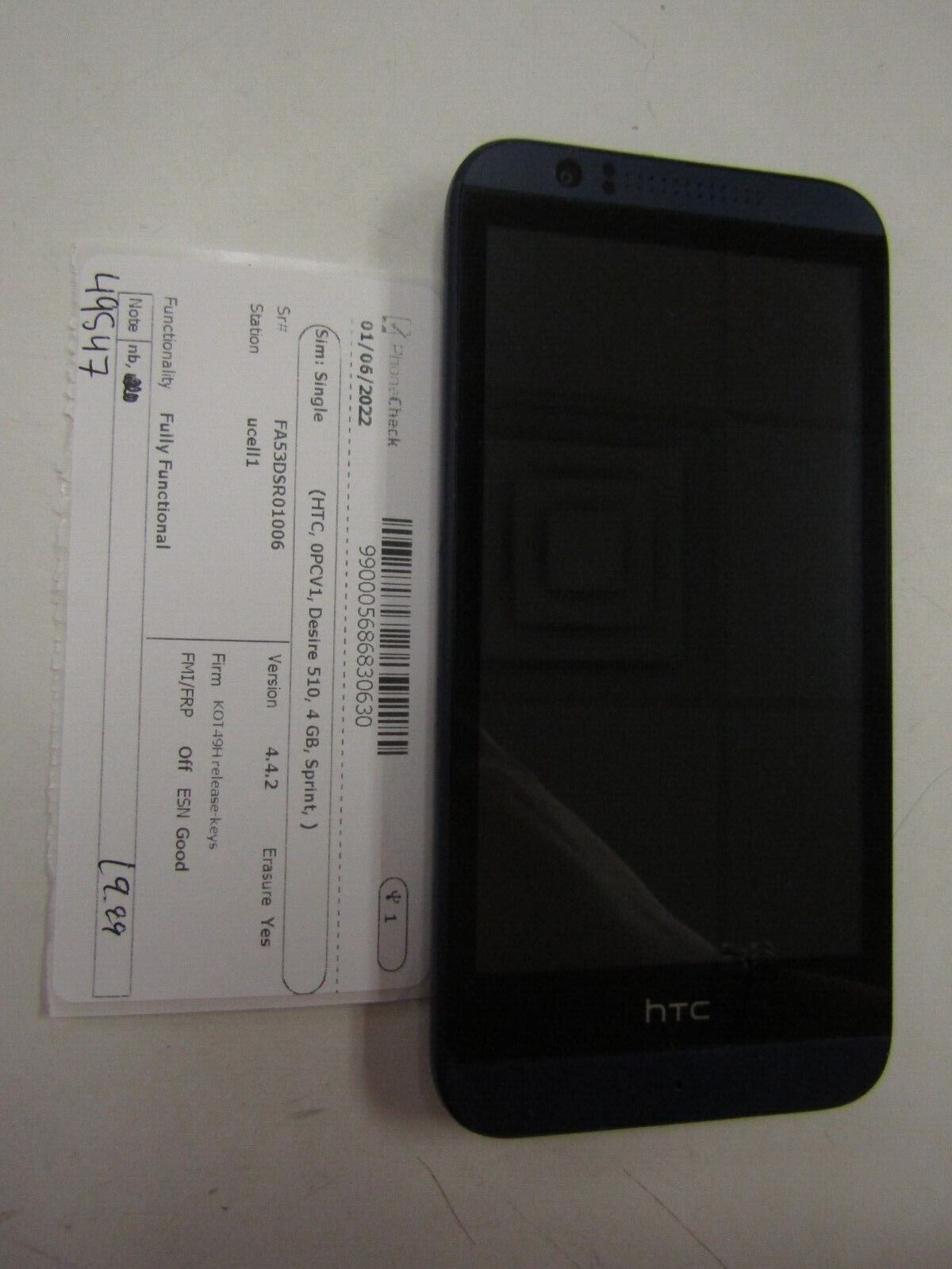 HTC DESIRE 510, 4GB (SPRINT) CLEAN ESN, WORKS, PLEASE READ! 49547 HTC HTC Desire 510